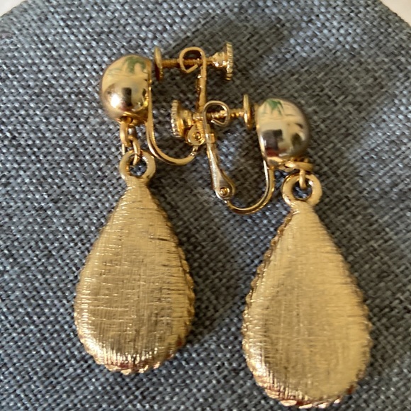 Black Enamel Screw Back Earrings by NAPIER - Picture 4 of 4